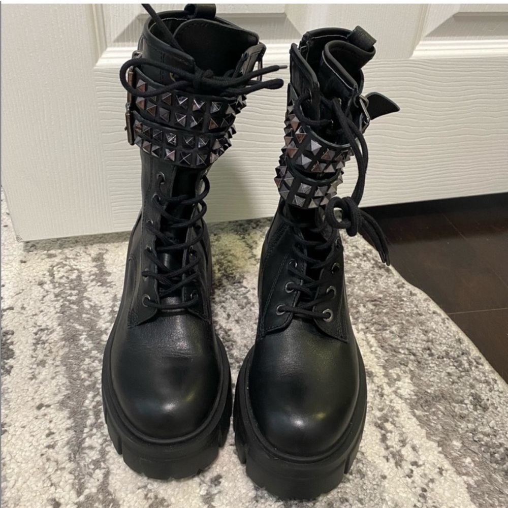 Steve Madden Ozone Studded Buckle Combat Boots